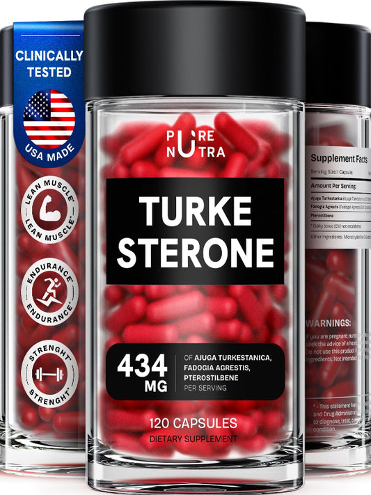 Turkesterone Supplement for Men - Organic Turkesterone Supplement for Muscle Growth w/Fadogia Agrestis Pterostilbene | Complexed Turkesterone Powder | 120 Turkestrone Vegan Capsules 1 Pack Nirvana Guru