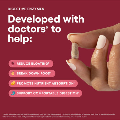 Physician's CHOICE Digestive Enzymes - Multi Enzymes, Organic Prebiotics & Probiotics for Digestive Health & Gut Health - Meal Time Discomfort Relief & Bloating - Dual Action Approach - 60 CT Nirvana Guru