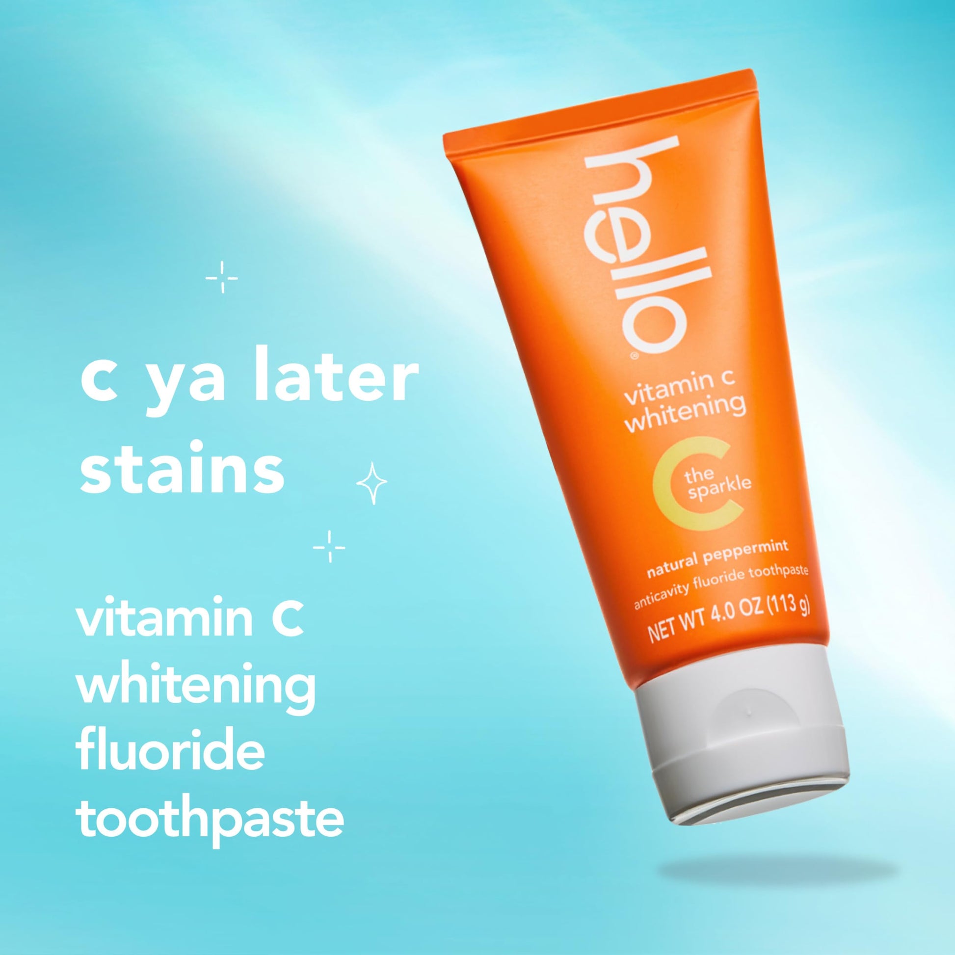 hello Vitamin C Whitening Toothpaste with Fluoride, Whitening SLS Free Toothpaste, Up to 2 Shades Whiter Teeth, No Peroxide, Safe for Everyday Use, Natural Peppermint, 4.0 Oz Nirvana Guru