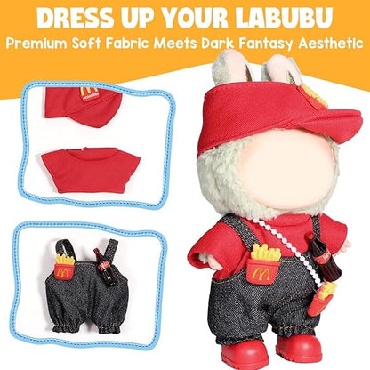 AICase Labubu Doll Clothes Set – 3 Pcs Outfit with Hat & Clothing for 17cm Labubu Doll – Cute & Stylish Doll Clothes Accessories for Boys & Girls (No Doll) nirvanaguru
