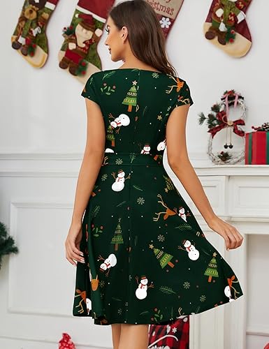 Dressystar Women's Vintage Cap Sleeve A Line Cocktail Party Dress 1950s Retro Rockabilly Prom Swing Dresses nirvanaguru