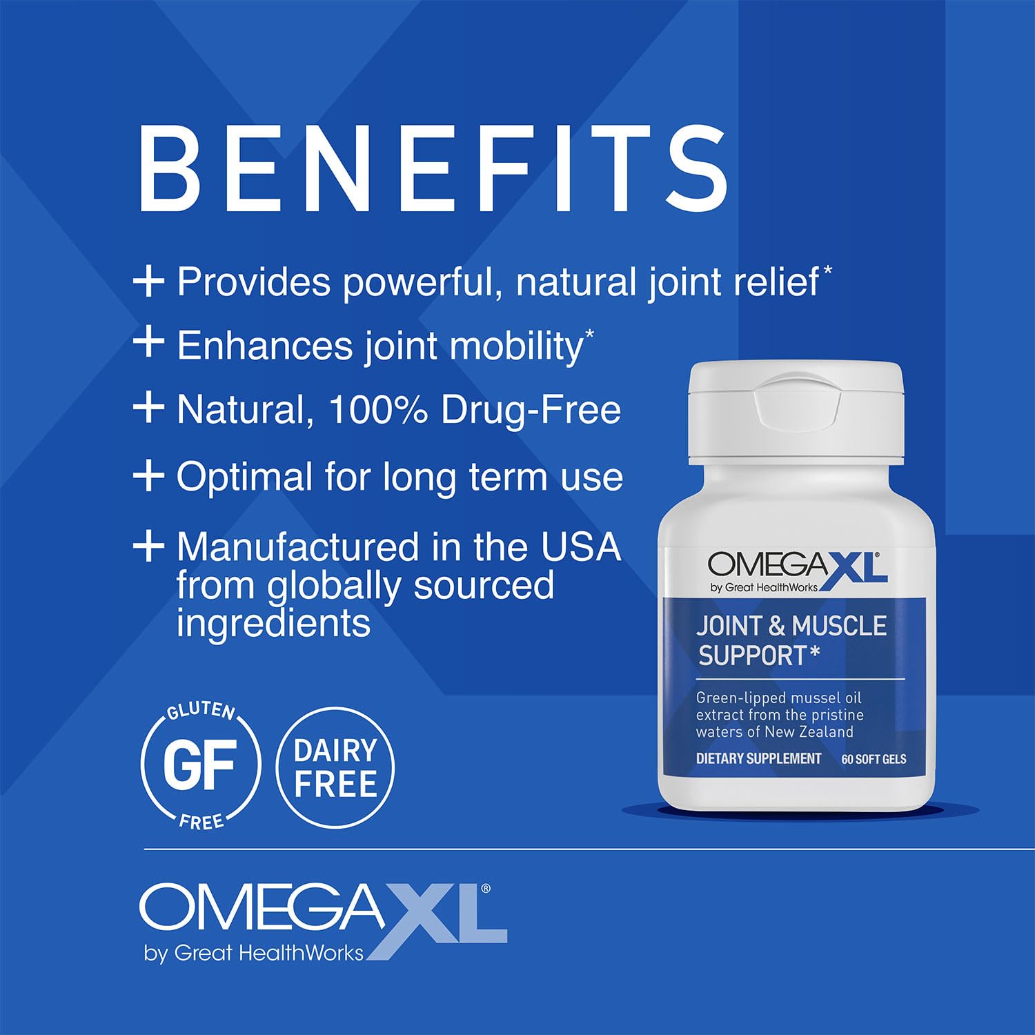 OmegaXL Joint Support Supplement - Natural Muscle Support, Green Lipped Mussel Oil, Soft Gel Pills, Drug-Free, 120 Count Nirvana Guru