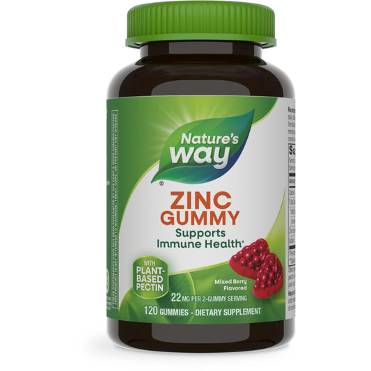 Nature's Way Zinc Gummies, Daily Immune Support Gummies*, 100% Daily Value Zinc per Gummy, Mixed Berry Flavored, 120 Gummies - Nirvana Guru
