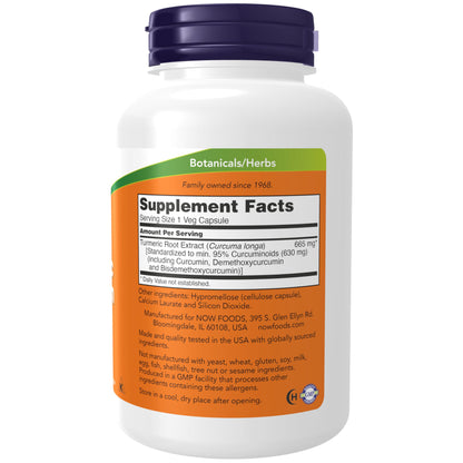 NOW Foods Supplements, Turmeric Curcumin, Derived from Turmeric Root Extract, Herbal Supplement, 120 Veg Capsules - Nirvana Guru