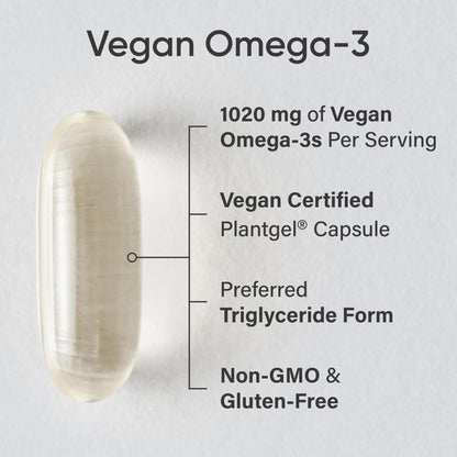 Sports Research Vegan Omega-3 Fish Oil Alternative from Algae Oil - Highest Levels of DHA & EPA Fatty Acids | Non-GMO Verified & Vegan Certified - Fresh Lemon Scent - 60 Veggie Softgels - Nirvana Guru