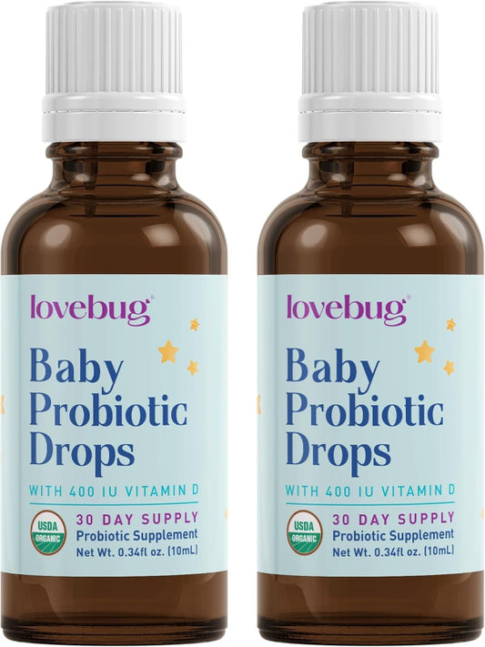 Lovebug Award Winning USDA Organic Probiotic for Infants & Babies | Helps with Colic, Reflux, Diarrhea, Constipation & Gas | Multi-Strain 5 Billion CFU | Liquid Drops | Ages 0-24 Months Nirvana Guru