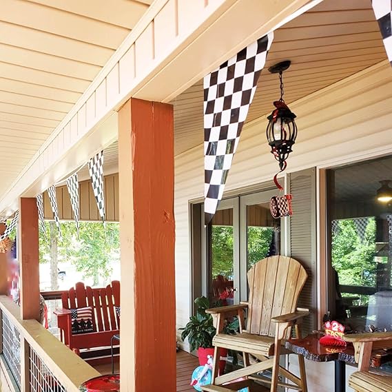 Piokio 100ft Black and White Checkered Flag Banner Racing Birthday Decorations, for Nascar Cars Party Supplies nirvanaguru