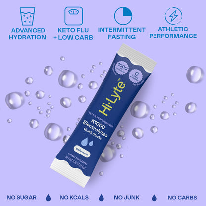 Hi-Lyte Keto K1000 Electrolyte Powder | Raspberry Lemon | Hydration Supplement Drink Mix | Boost Energy & Beat Leg Cramps | No Sugar, No Maltodextrin | 50 Servings