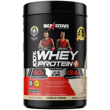 Six Star Whey Protein Powder Plus - Muscle Building & Recovery Formula with Whey Isolate Powder, BCAAs, 30g Protein, Immune Support - Post-Workout Supplement - Triple Chocolate, 1.8 lbs