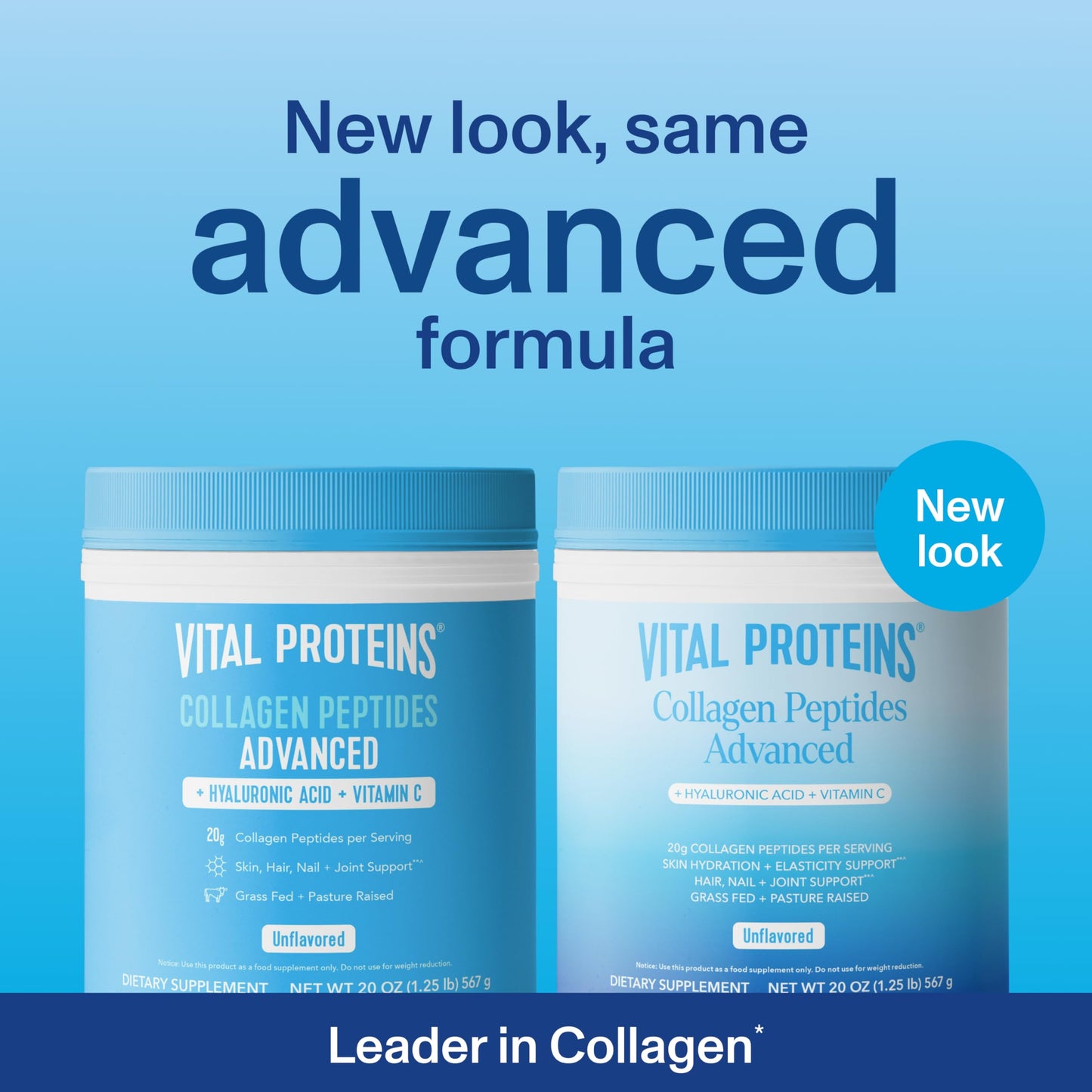 Vital Proteins Collagen Peptides Powder Advanced with Hyaluronic Acid & Vitamin C, Collagen Supplements, Unflavored, 13 Servings - Nirvana Guru