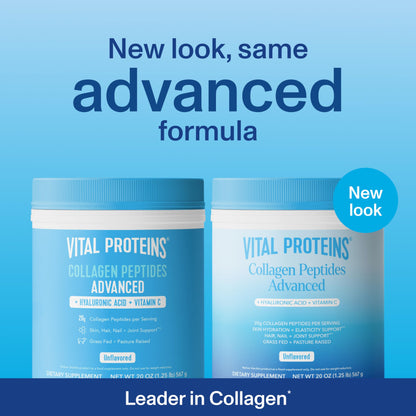 Vital Proteins Collagen Peptides Powder Advanced with Hyaluronic Acid & Vitamin C, Collagen Supplements, Unflavored, 13 Servings - Nirvana Guru