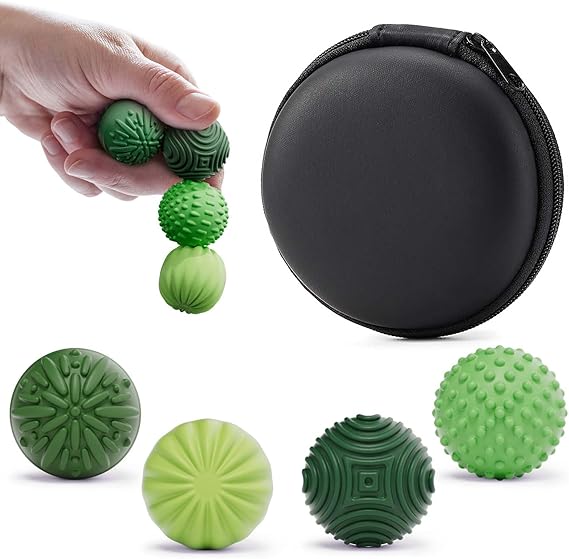 Silicone Magnetic Balls Fidget Toys for Adults & Teens,4PCS Stress Relief Sensory Toys for Autism ADHD Anxiety,Fun Textures Gadgets,Office Desk Toy,Stocking Stuffers for Women Men Teen Gift nirvanaguru