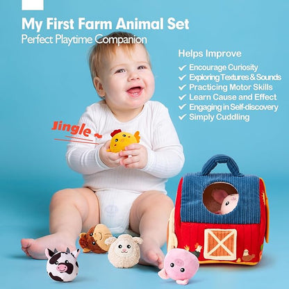 hahaland Baby Toys 6-12 Months - Surprise Barn Stuffed Farm Animals, Rattle, Crinkle, Mirror, Montessori Toys for 6 Month Old Babies Sensory Balls Toddlers 1-3 Gifts Christmas Baby Stocking Stuffers nirvanaguru