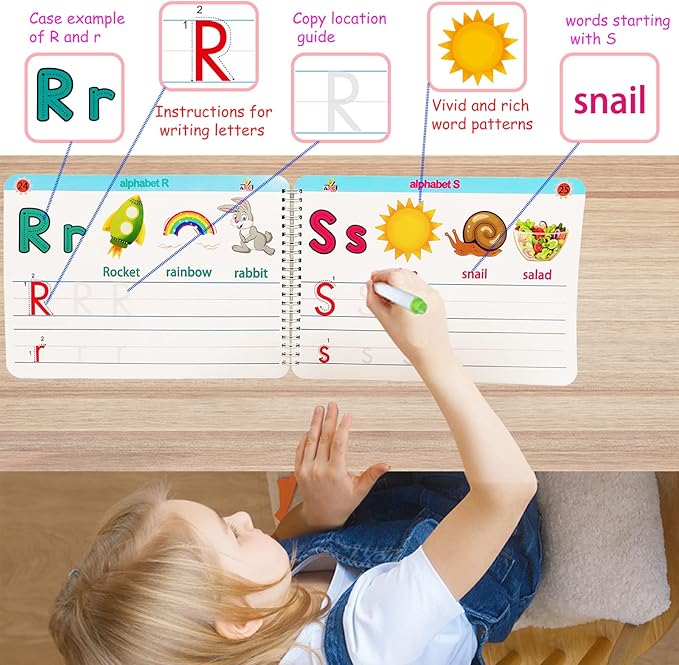 Preschool Learning Activities Educational Workbook - Toddler Prek Montessori Handwriting Practice Activity Tracing Toys Busy Book for Kids, Autism Learning Materials and ABC Learning Book nirvanaguru