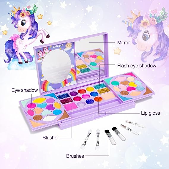 Tomons Kids Makeup Kit for Girl Real Washable Cosmetic Toy Beauty Set, Birthday Toys Gift for 3 4 5 6 7 8 9 10 Year Girls nirvanaguru