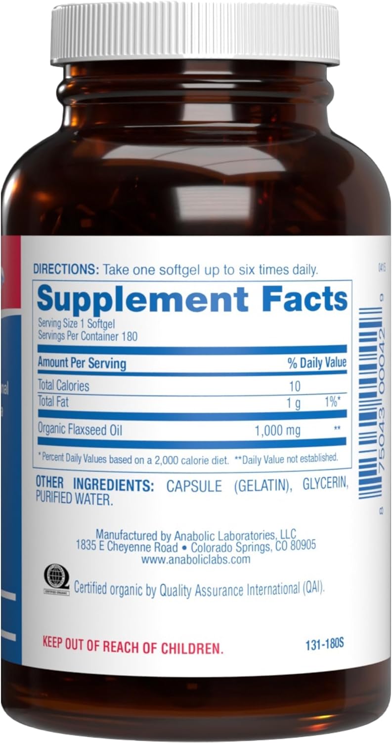 Cold Pressed Organic Flaxseed Oil 1000mg Softgels - Non GMO Organic Flax Seed Oil Rich in Naturally Occurring Omega 3 6 9 for Full Body Benefits - Fish Free Omega 3 Supplement (180 Softgels) Nirvana Guru