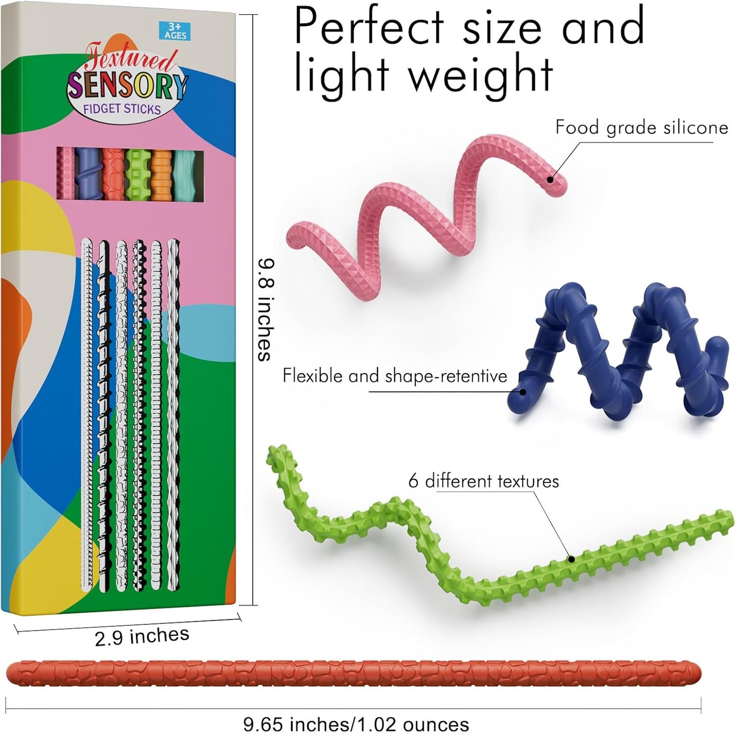 Sensory Fidget Toys for Kids Adults,6PCS Flexible Fidget Sticks for Stress Anxiety Autistic ADHD, Calm Down Travel Airplane Essentials Toys, Stuffers for Teens Kids nirvanaguru