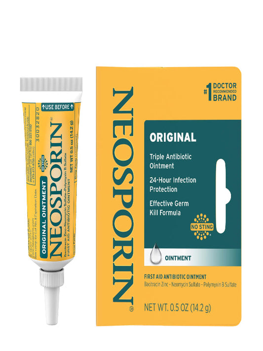 Neosporin Original First Aid Antibiotic Ointment with Bacitracin Zinc For Infection Protection, Wound Care Treatment & Scar Appearance Minimizer for Minor Cuts, Scrapes and Burns, 1 oz Nirvana Guru