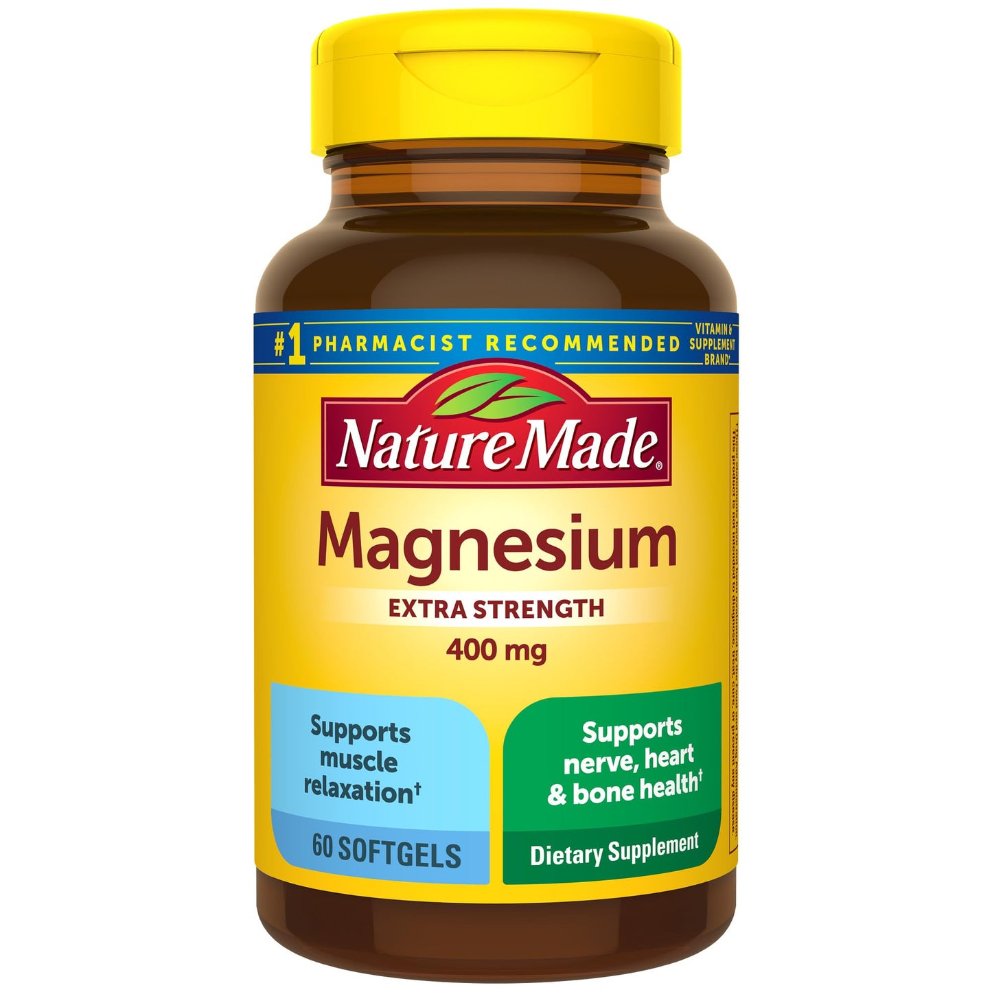 Nature Made Extra Strength Magnesium Oxide 400 mg, Magnesium Supplement for Muscle, Nerve, Bone and Heart Support, 110 Softgels, 110 Day Supply - Nirvana Guru