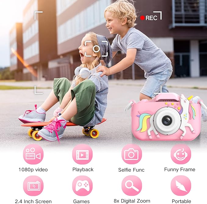Goopow Kids Camera Toys for 3-8 Year Old Girls Boys,Children Digital Video Camcorder Camera with Cartoon Soft Cover, Best Chritmas Birthday Festival Gift for Kids - 32G SD Card Included nirvanaguru