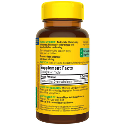 Nature Made Vitamin B12 1000 mcg, Easy to Take Sublingual B12 for Energy Metabolism Support, 150 Sugar Free Fast Dissolve Tablets, 150 Day Supply - Nirvana Guru