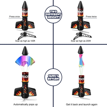 Rocket Launcher for Kids, Self Launching Motorized Air Rocket Toy, Outdoor Toys for Ages 8-12, Model Rockets with Parachute Safely Land, Spaceship Launch up to 200 ft Birthday Gifts for Boys Nirvana Guru