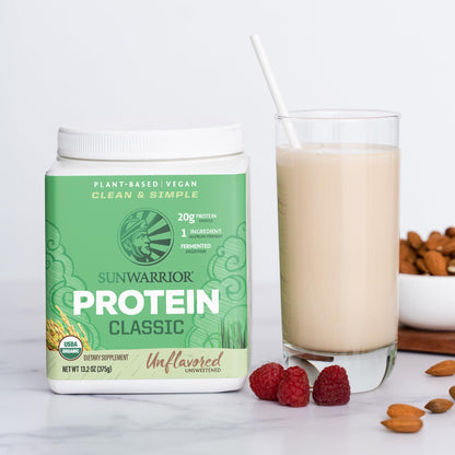 Brown Rice Protein Powder with Bcaa & Amino Acids Raw Rice Protein Shake Gluten Free Low Carb Dairy Free | Plant Based Classic Sprouted Brown Rice Protein Powder Natural 375g by Sunwarrior - Nirvana Guru