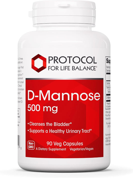 Protocol D-Mannose - 500mg - Bladder Cleanse - Support Healthy Urinary Tract* - for Men & Women - Kosher & Non-GMO - 90 Veg Capsules Nirvana Guru