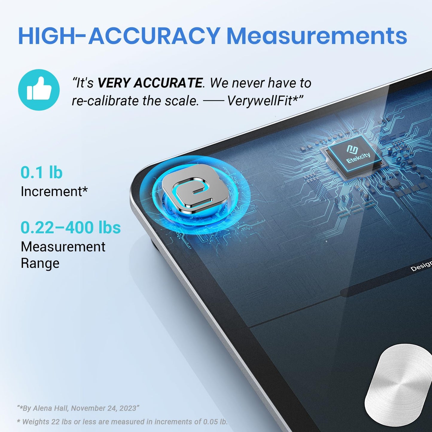 Etekcity Smart Scale for Body Weight FSA HSA Store Eligible, Bathroom Digital Weighing Scale with BMI, Body Fat, Muscle Mass, Accurate Bluetooth Home User Health Equipment Sync Apps Nirvana Guru