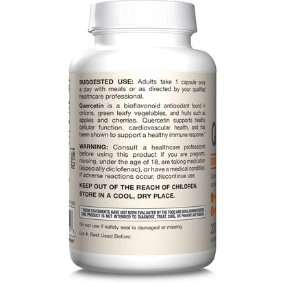 Jarrow Formulas Quercetin Supplements - 500 mg, Antioxidant Support for Cardiovascular and Immune Health, Supplement with 200 Veggie Capsules - Nirvana Guru