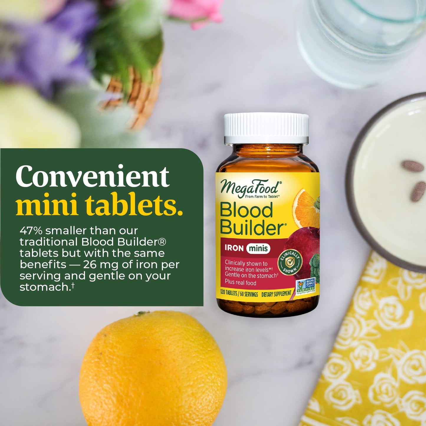 MegaFood Blood Builder Iron Supplement Clinically Shown to Increase Iron Levels Without Side Effects, Vegan Supplement For Women with Vitamin C, Vitamin B12 & Folic Acid, 90 Tablets - Nirvana Guru