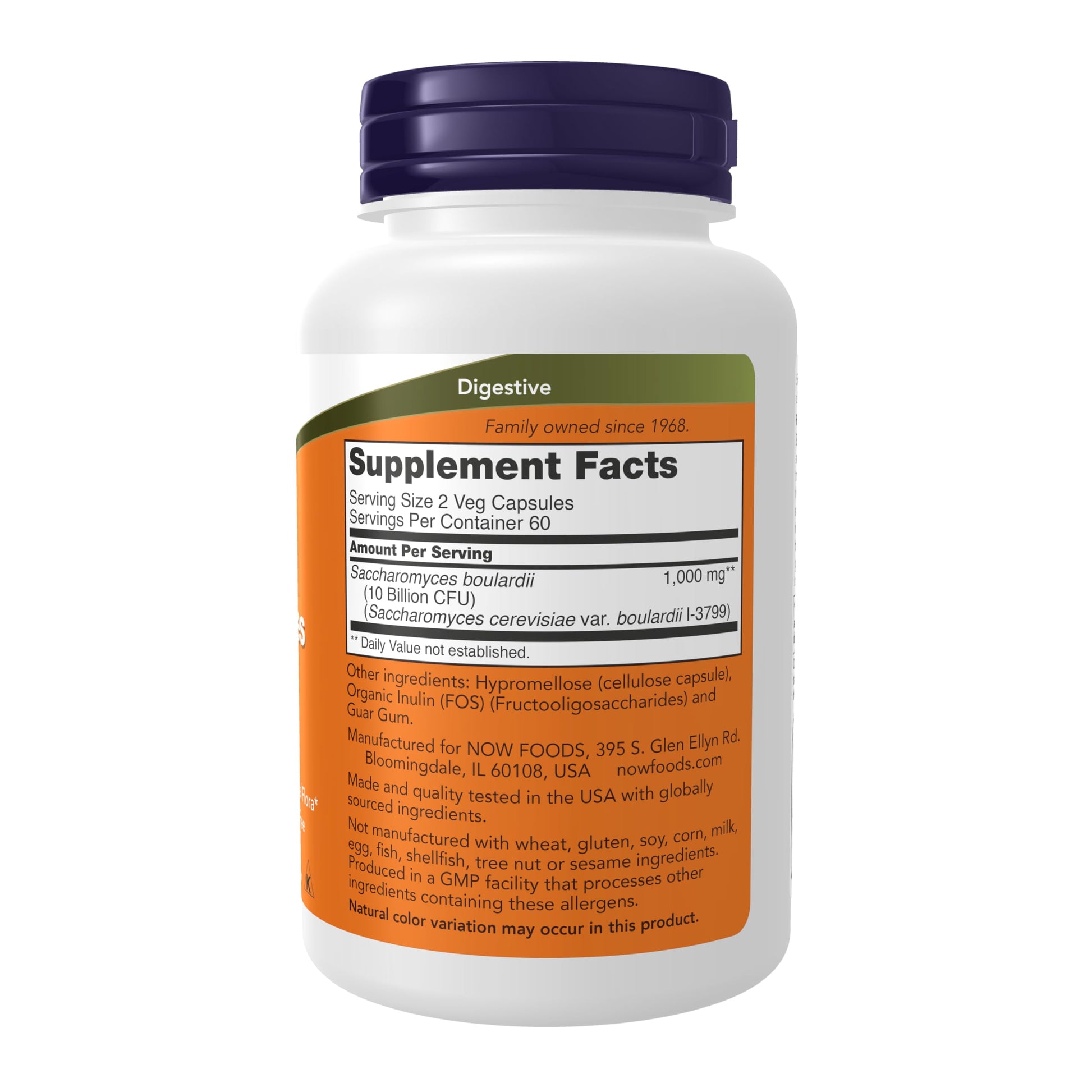 NOW Supplements, Saccharomyces Boulardii, 5 Billion CFU Probiotic, 60 Veg Capsules - Nirvana Guru