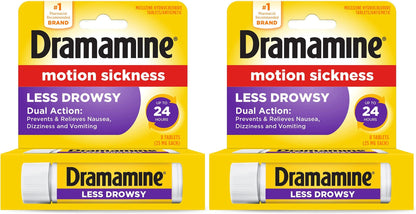 Dramamine All Day Less Drowsy, Motion Sickness Relief, 8 Count