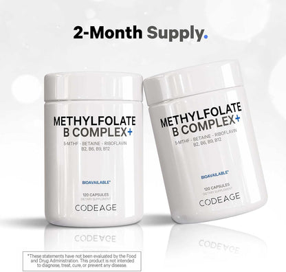 Codeage Methylfolate B Complex Supplements - 5 MTHF, Methylcobalamin 1000mcg Methylated Vitamin B12, Riboflavin, Betaine, Vitamins B6, Methylation Cycle MTHFR - 2 Months - 120 Capsules - Nirvana Guru