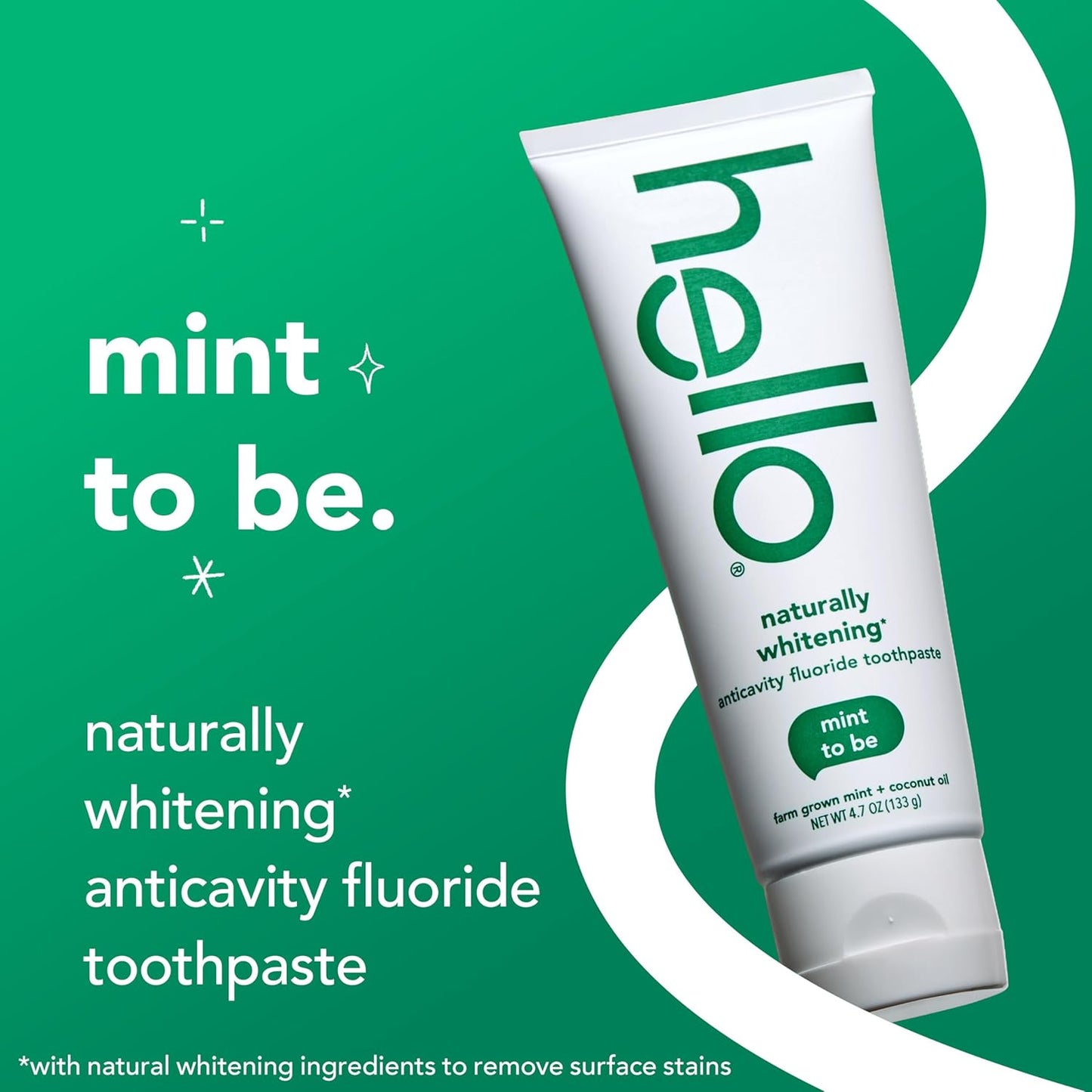 Hello Naturally Whitening Fluoride Toothpaste, Natural Whitening Toothpaste with Coconut Oil and Tea Tree Oil, Tames Bad Breath, Helps Moisturize, and Fights Cavities, Mint, 3 Pack, 4.7 Oz Tubes Nirvana Guru