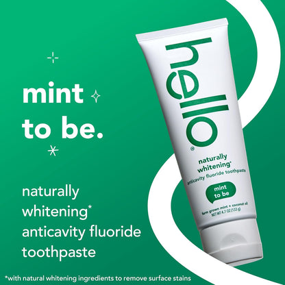Hello Naturally Whitening Fluoride Toothpaste, Natural Whitening Toothpaste with Coconut Oil and Tea Tree Oil, Tames Bad Breath, Helps Moisturize, and Fights Cavities, Mint, 3 Pack, 4.7 Oz Tubes Nirvana Guru