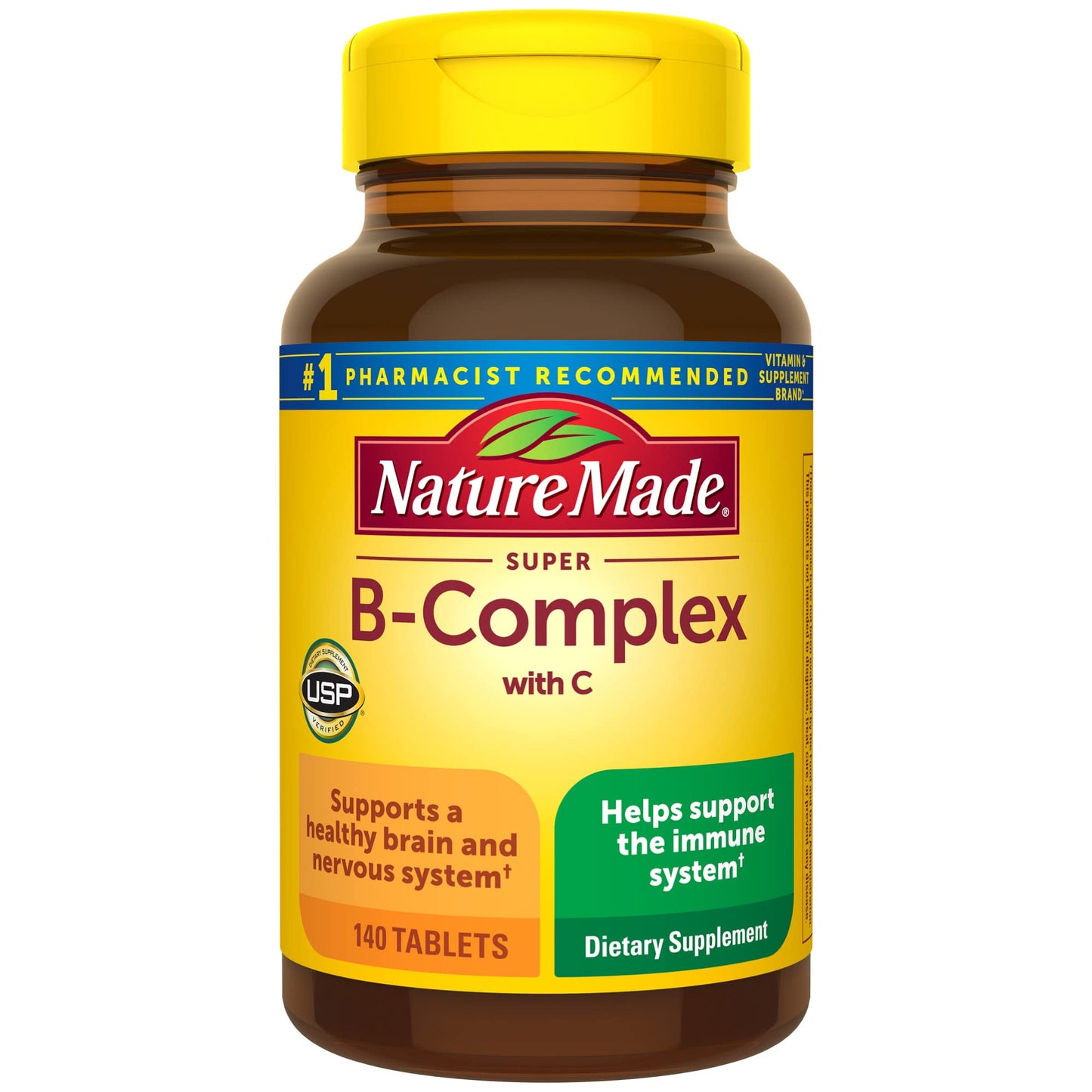 Nature Made Super B Complex with Vitamin C and Folic Acid, Dietary Supplement for Immune Support, 140 Tablets, 140 Day Supply - Nirvana Guru