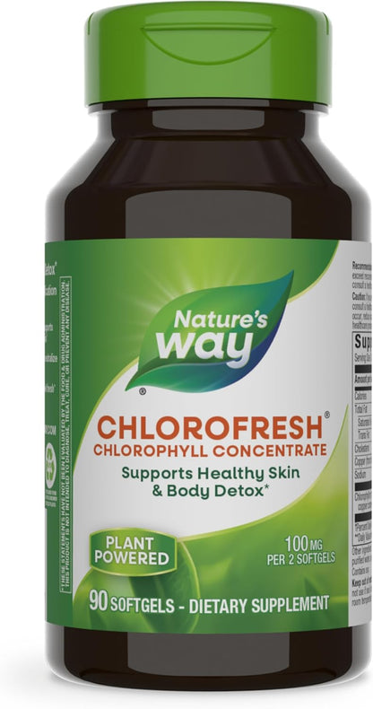 Nature’s Way Chlorofresh Chlorophyll Concentrate, Supports Detox Pathways*, Chlorophyllin Copper Complex, Supports Healthy Skin*, Internal Deodorant*, 90 Softgels - Nirvana Guru