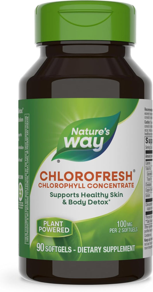 Nature’s Way Chlorofresh Chlorophyll Concentrate, Supports Detox Pathways*, Chlorophyllin Copper Complex, Supports Healthy Skin*, Internal Deodorant*, 90 Softgels - Nirvana Guru