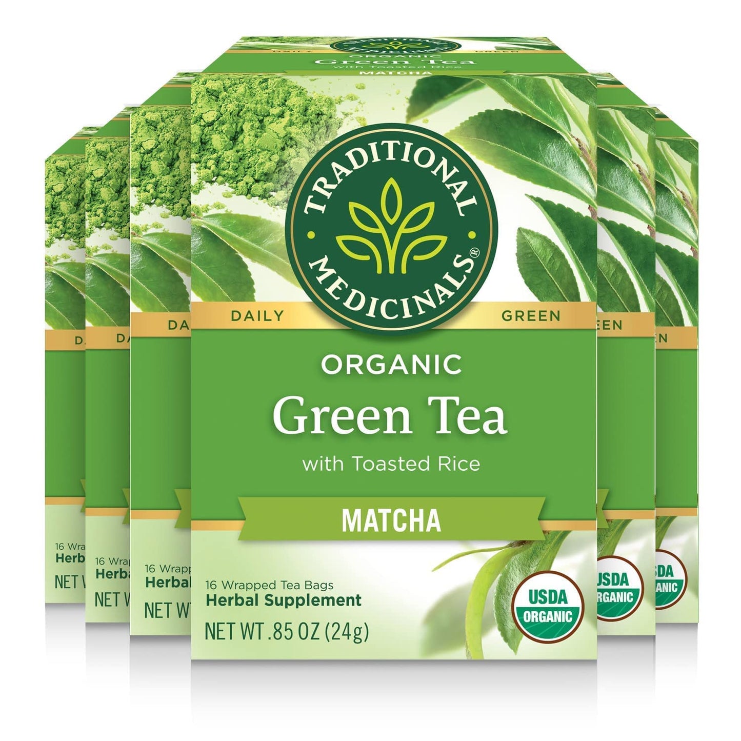 Traditional Medicinals Tea, Organic Green Tea Matcha, Genmaicha, Supports Health, 96 Tea Bags (6 Pack) - Nirvana Guru