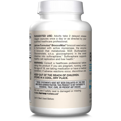 Jarrow Formulas BroccoMax Sulforaphane Glucosinolate 35 MG, Sulforaphane Generator Supports Liver Health, 120 Veggie Capsules, Up to a 60 Day Supply - Nirvana Guru