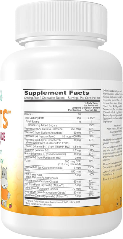 NOW Kids Supplements, Kid Vits Multivitamin, Berry Lemonade Flavor, 120 Chewable Tablets - Nirvana Guru
