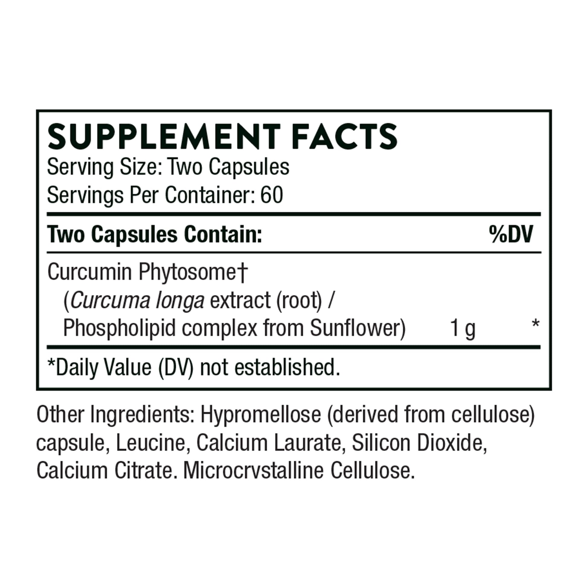 THORNE Curcumin Phytosome 1000 mg (Meriva) - Clinically Studied, High Absorption - Supports Health in Joints, Muscles, GI Tract, Liver, and Brain* - 120 Capsules - 60 Servings - Nirvana Guru