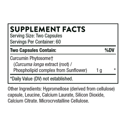THORNE Curcumin Phytosome 1000 mg (Meriva) - Clinically Studied, High Absorption - Supports Health in Joints, Muscles, GI Tract, Liver, and Brain* - 120 Capsules - 60 Servings - Nirvana Guru