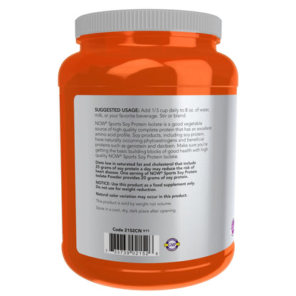 NOW Foods Sports Nutrition, Soy Protein Isolate 20 g, 0 Carbs, Unflavored Powder, 2-Pound - Nirvana Guru