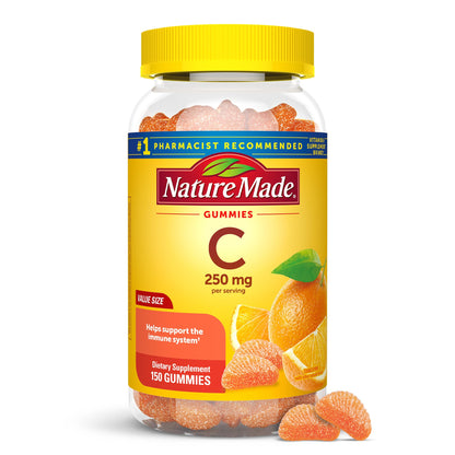 Nature Made Vitamin C 250 mg per serving, Dietary Supplement for Immune Support, 150 Gummies, 75 Day Supply - Nirvana Guru