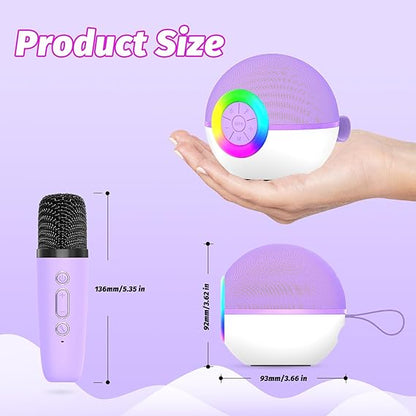 goopow Mini Karaoke Machine Speaker for Kids Adults, Portable Bluetooth Microphone Song Toys with LED Light, Best Chritmas Birthday Festival Gift for 3 4 5 6 7 8+ Year Old Girls Boys (Purple-2MIC) nirvanaguru