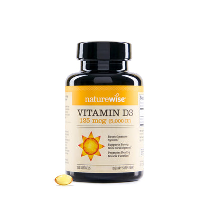 NatureWise Vitamin D3 5000iu (125 mcg) 1 Year Supply for Immune Support, Healthy Muscle Function, and Bone Health - Non-GMO, Gluten Free in Organic Extra Virgin Olive Oil, (Mini Softgel), 360 Count