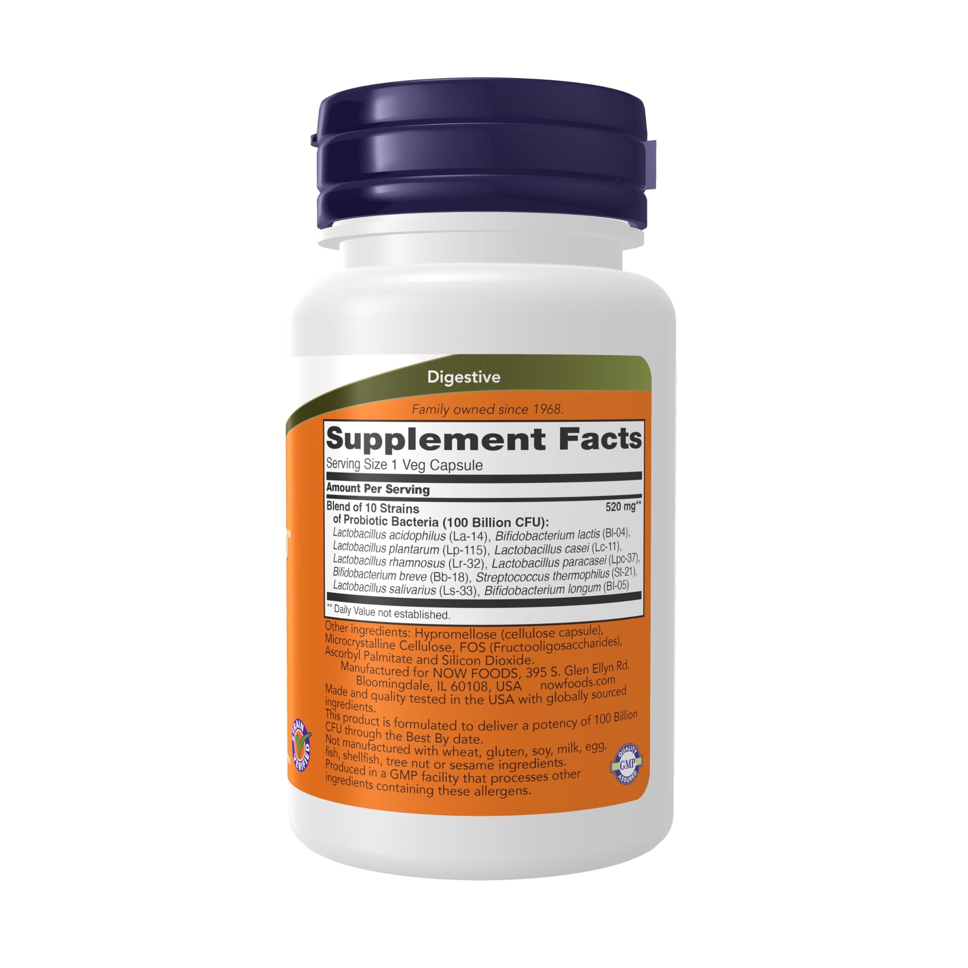 NOW Foods Supplements, Probiotic-10™, 100 Billion, with 10 Probiotic Strains,Dairy, Soy and Gluten Free, Strain Verified, 60 Veg Capsules - Nirvana Guru