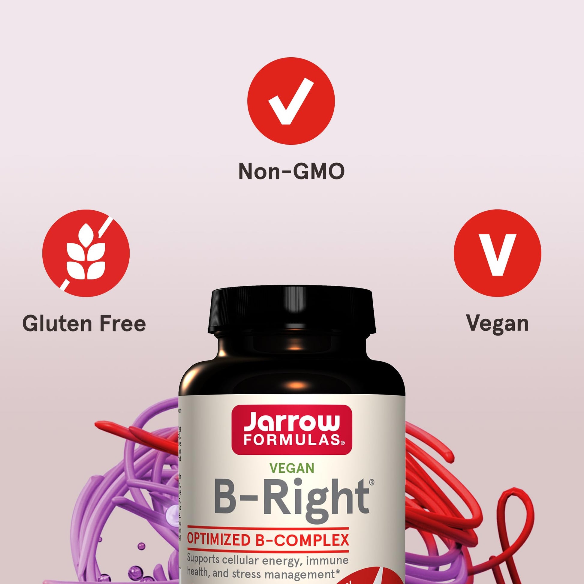 Jarrow Formulas B-Right, Optimized B Complex Featuring Vitamin B1, B2, B5, B6, B12 and B9 to Support Cellular Energy, Immune Health and Stress Management, 100 Veggie Capsules, Up to a 100 Day Supply - Nirvana Guru